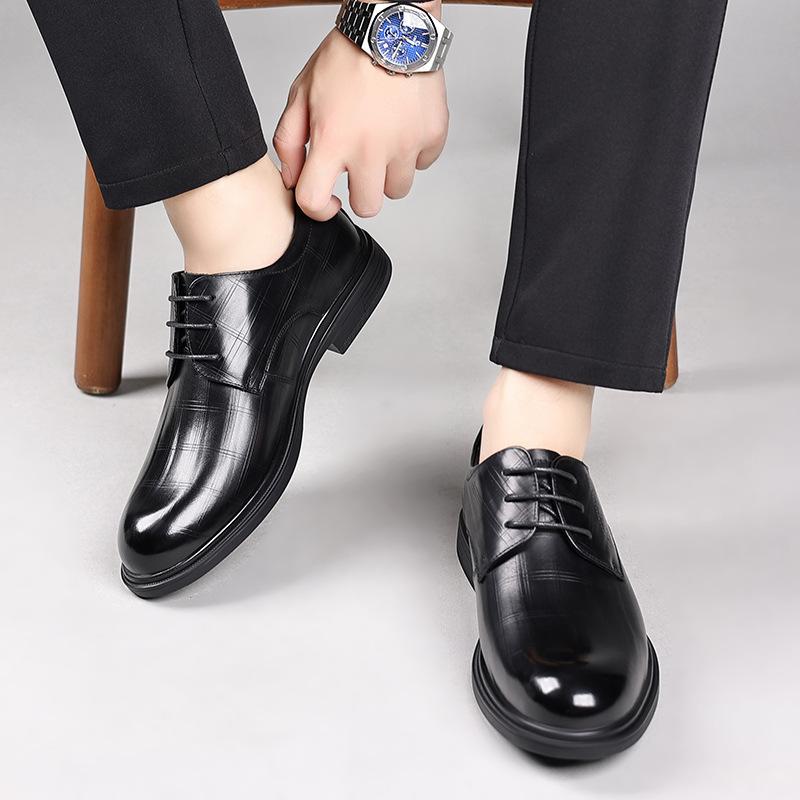 Leather Shoes Men's Leather Business Dress Men's Shoes Autumn New British Style High-end Single Shoes Men's Work Wedding Shoes