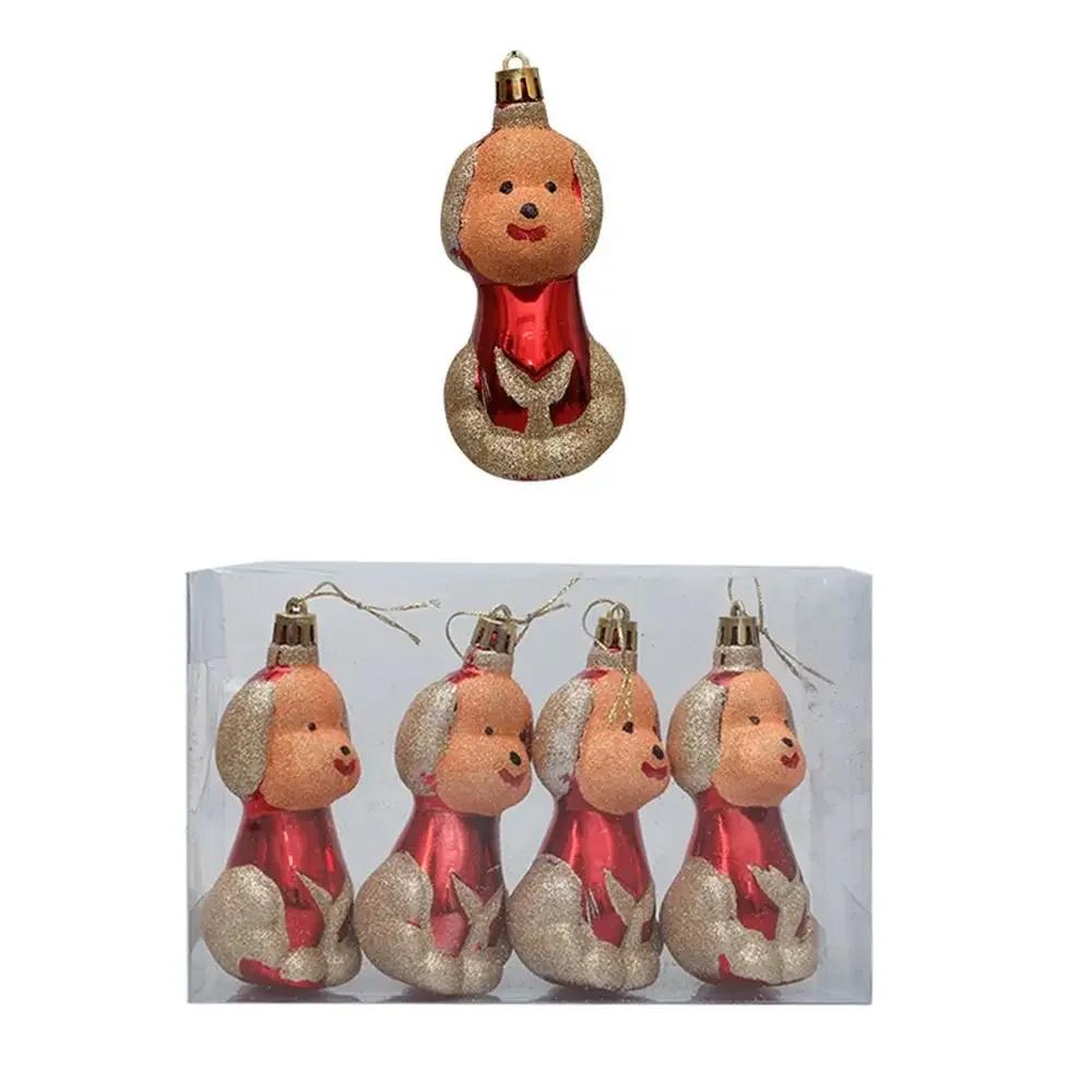 3/4 Stück Mehrfarbige Weihnachts-Hängedekoration Kunststoff Cartoon Bär Hund Weihnachtsbaumschmuck Schaufenster Weihnachtsmann Engel