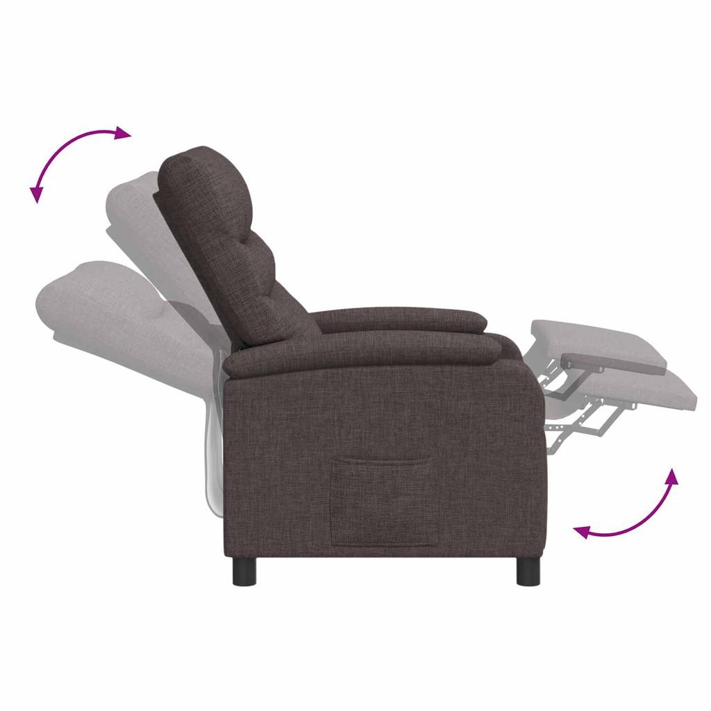 Massage Relax Chair Dark Brown Fabric
