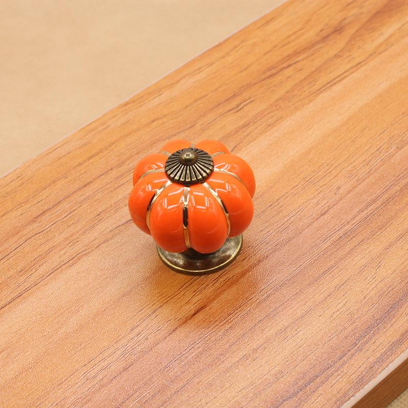 Vintage Furniture Handle Door Knobs Furniture Drawer Cupboard Kitchen Pull Handle Pumpkin Ceramic Cabinet Handles Retro Hardware