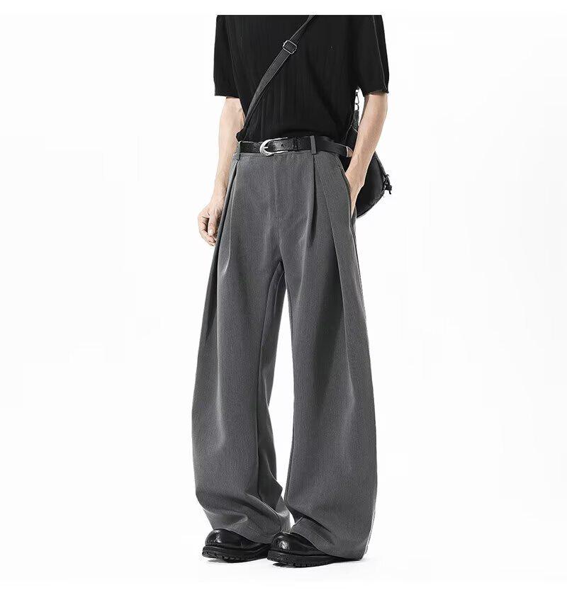 Unisex Retro Redőzött Széles Szárú Laza Nadrág
