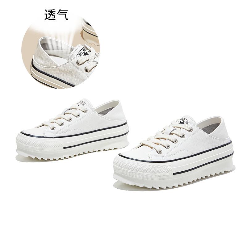 

Wulacao pigskin insole first layer cowhide white shoes spring new thick-soled heightening shoes women wear two women s shoes 40 бежевий