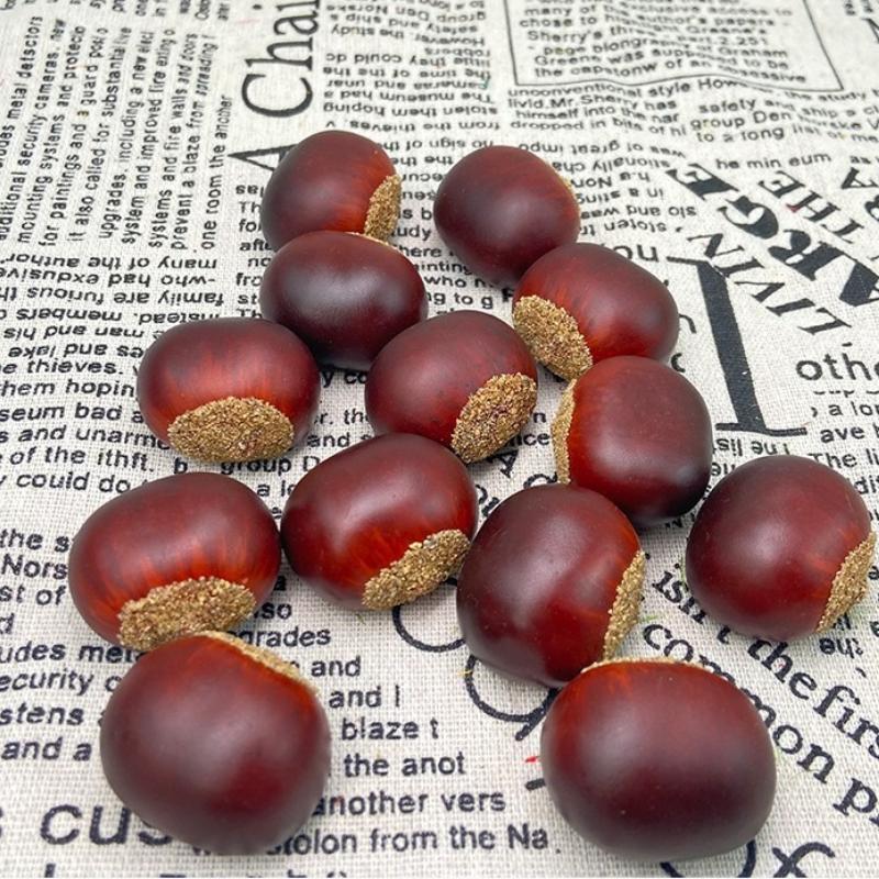 

Realistic Artificial Chestnuts,12 Flat & 12 Pointed Durable Plastic Brown Decor for Home Parties,Festive Photography Props 2.5X3 cm