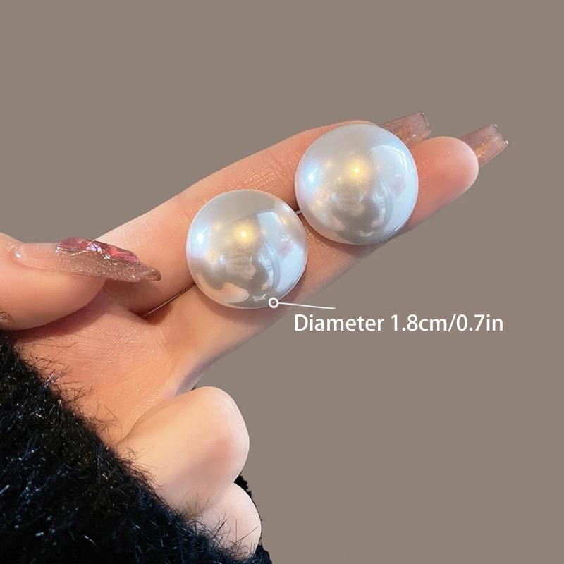 French Large Half Round Imitation Pearl Earrings For Women Minimalist Stud Earring Light Luxury Vintage Wedding Jewelry
