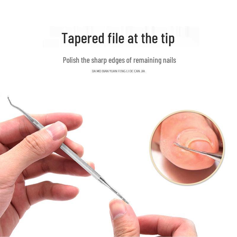 Stainless Steel Double-Ended Nail Cleaner: Nail File, Cuticle Spoon, Ingrown Nail Repair, Polishing & Cleaning Tool for Nails and Toenails.