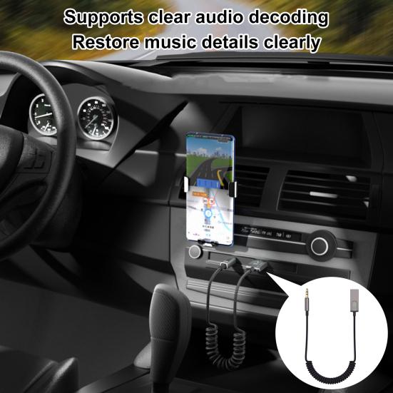 

Беспроводной автомобильный адаптер Высококачественное аудио Громкая связь Стабильное соединение USB-адаптер 3,5 мм с Bluetooth-совместимым адаптером 5.1