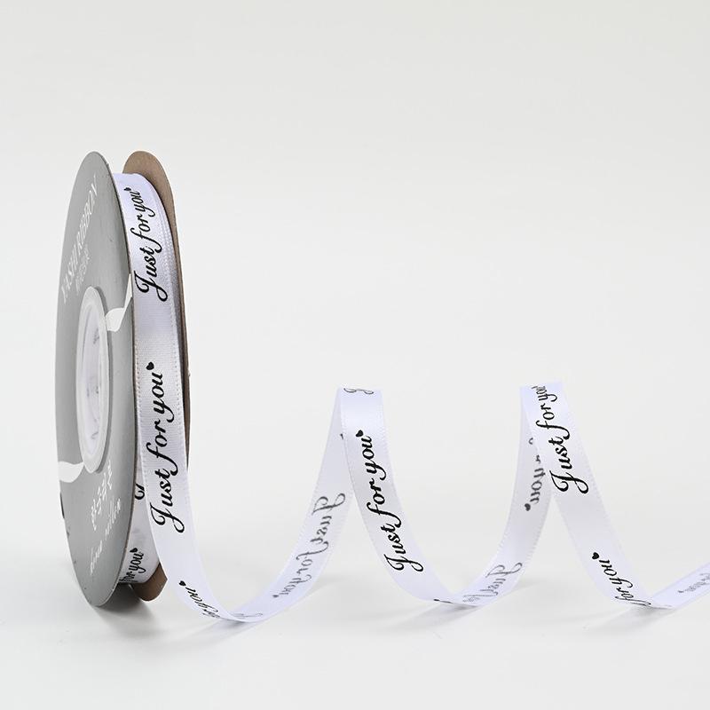 

Flower Bouquet Packaging Ribbon 10Mm Hand Made English Letter Ribbon Gift Bouquet Decoration Package 40 Yards белый