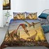 Dinosaur Duvet Cover Set King Size Jurassic Age T-Rex Raptor Comforter Cover With Pillowcase Kid Bedroom Polyester Bedding Set