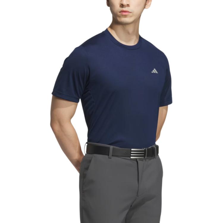 adidas T Shirts Men's Collegiate Marine Blue Crew Neck Moderate JG1307