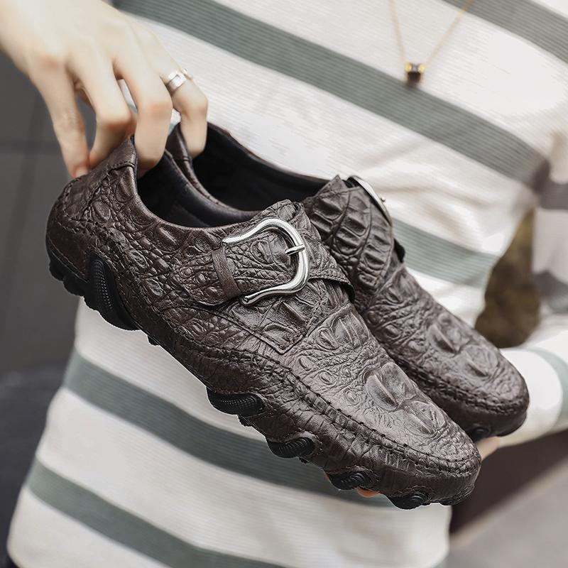 Mode Echtes Leder Herrenschuhe Luxus Krokodilmuster Business Casual Schuhe Slipper Fahrschuhe Herren Loafer Mokassins Übergröße 47