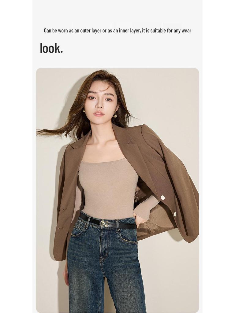 10A Antibacterial Women's Warm Velvet Long-Sleeve Top with Chest Pads, Self-Heating for Autumn/Winter