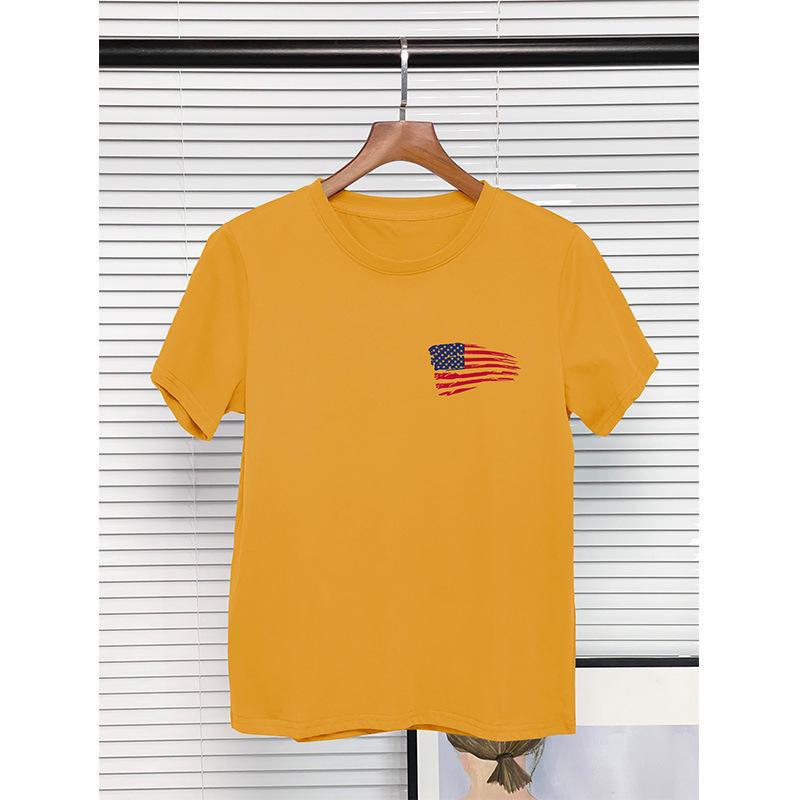 

Женский топ с круглым вырезом и короткими рукавами с 3D-принтом флага Дня независимости Medium