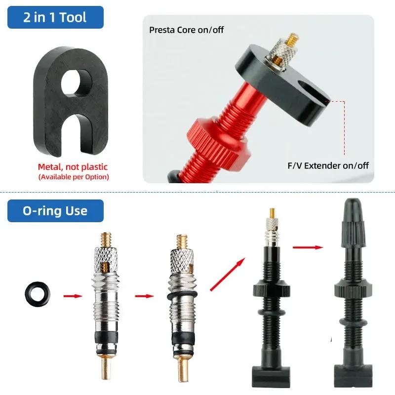 Brass Presta Valve Core Set W/ Aluminum Remover N Rubber O-ring Optional MTB Road Bike Tubeless Tire Replacements Parts