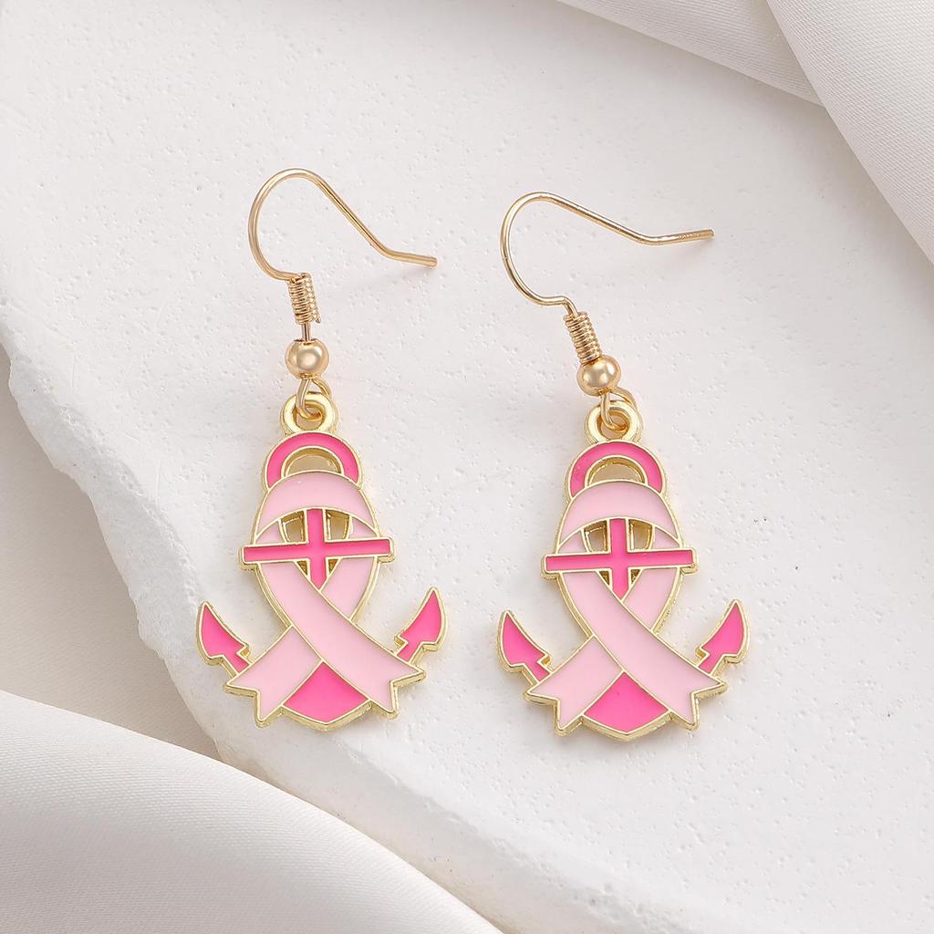Red Ribbon Breast Cancer & AIDS Awareness Jewelry Set: Necklace, Nurse Bracelet, Badge