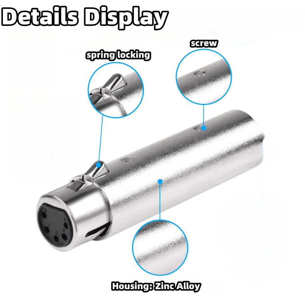 3 Pin XLR To 5 Pin DMX Female Metal Cased Converter Audio Adapter for Stage Light Cable Convertor Microphone audio Connector