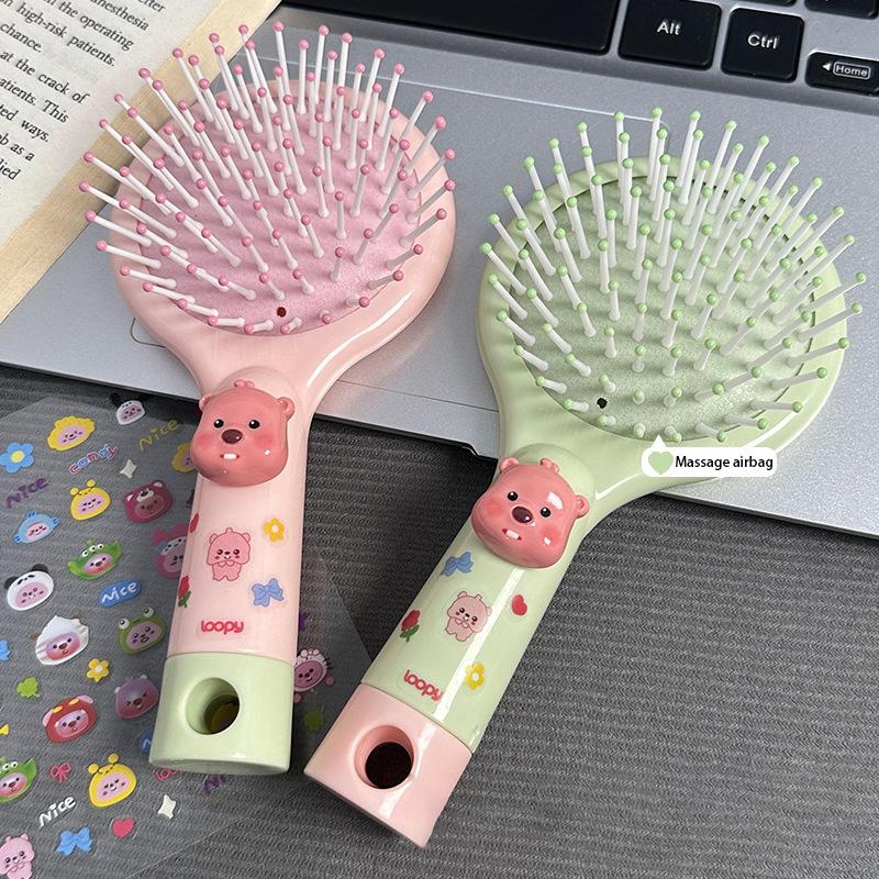 Diy Cartoon Air Cushion Comb Massage Portable Comb And Mirror All In One Comb
