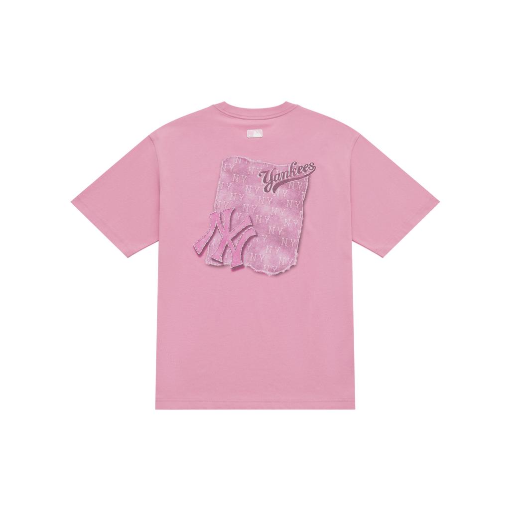 New MLB MONOGRAM Collection New York Yankees SS25 T Shirt Unisex All Over Print Pink 3ATSM1053-50PKP