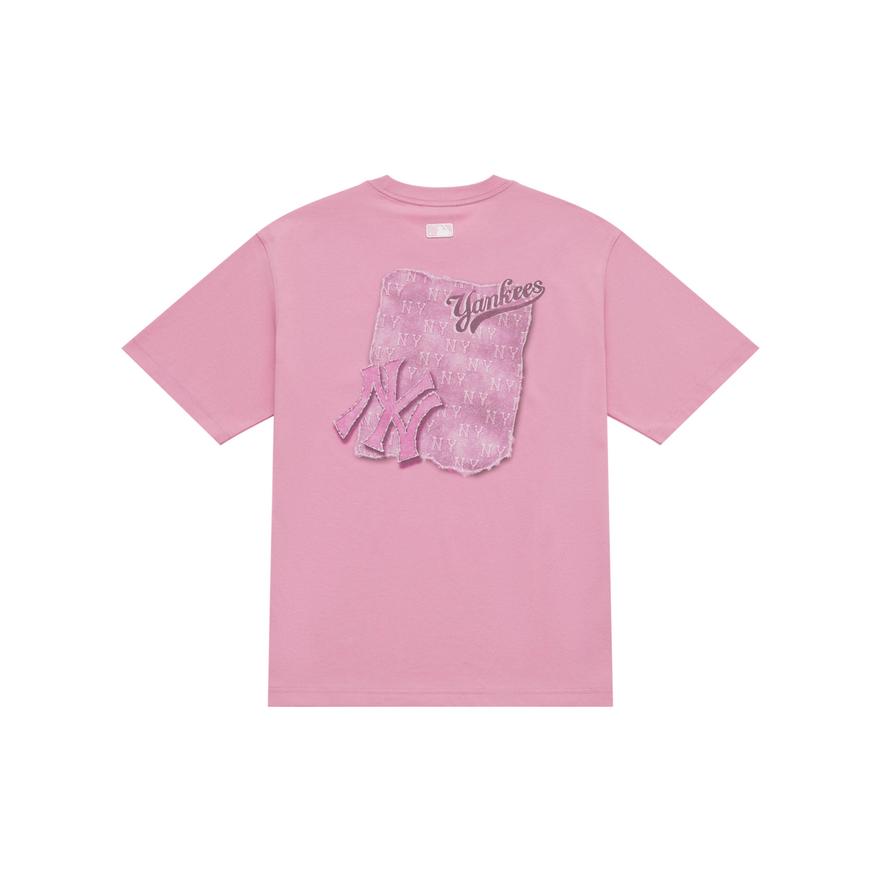 

New MLB MONOGRAM Collection New York Yankees SS25 T Shirt Unisex All Over Print Pink 3ATSM1053-50PKP M