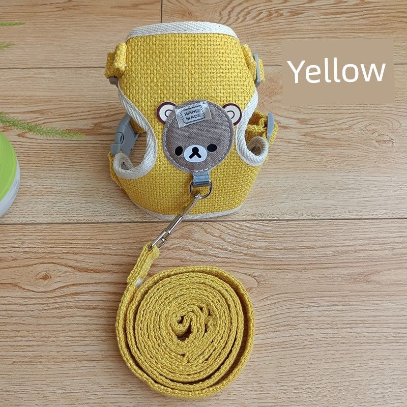

Dog Hand Holding Rope Vest Teddy Bichon Small Dog Chest Strap Cat Walking Rabbit Chain Pet Supplies S (1.25 kg-2.00 kg Yellow Bear 1.2 m