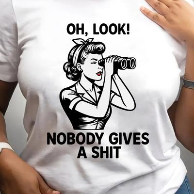 Women's Funny Slogan T-Shirt with Nobody Gives A Shirt Graphic Printed Casual Streetwear Short Sleeve Women Top Clothing