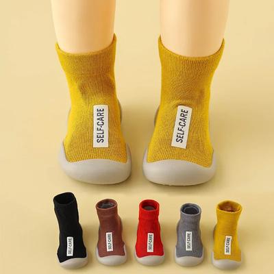 1Pair Children First Walkers Floor Rubber Shoes Anti Slip Soft Soles Early Education Shoes Baby Floor Socks Elastic Socks 0-3years Old