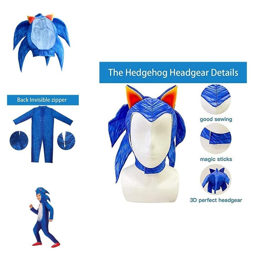 Costume Deluxe de Sonic le Hérisson pour Enfant Combinaison pour Halloween Cosplay