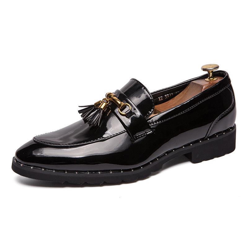 Men s 2024 Spring/Autumn Patent Leather Tassel Loafers - Trendy Versatile Slip-ons for Nightclubs 38