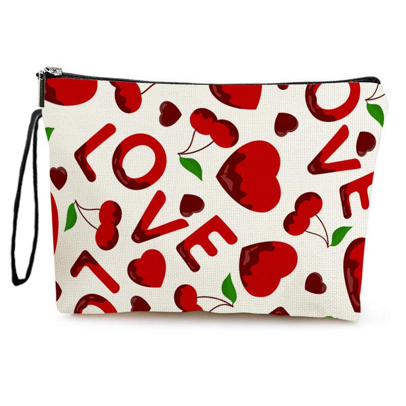Love Printed Valentine's Day Heart Makeup Pouch Bag Large Capacity Lipsticks Handbag Portable Cosmetic Storage Bag For Gift