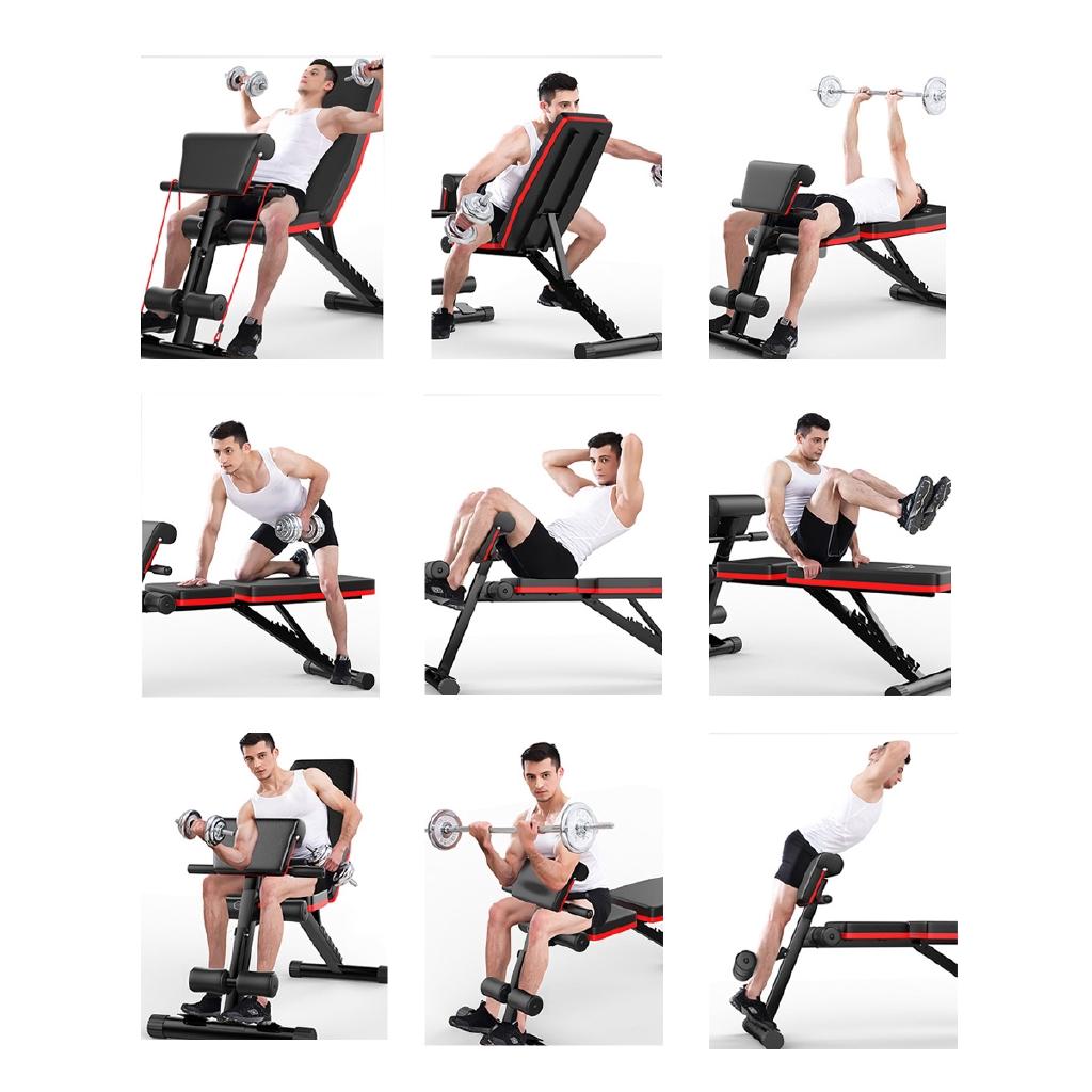 Household Indoor Fitness Equipment Workout Gym Exercise Training Tool Dumbbell Bench Sit Up Stool Fitness Black+Red