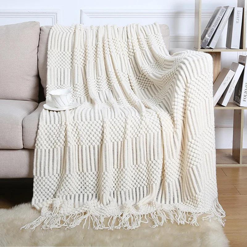 Sofa Blanket Tassel Air Conditioning Nap Blanket Hotel Bed Summer Bed Tail Blanket Manta Del Sofá Para La Pausa Para El Almuerzo