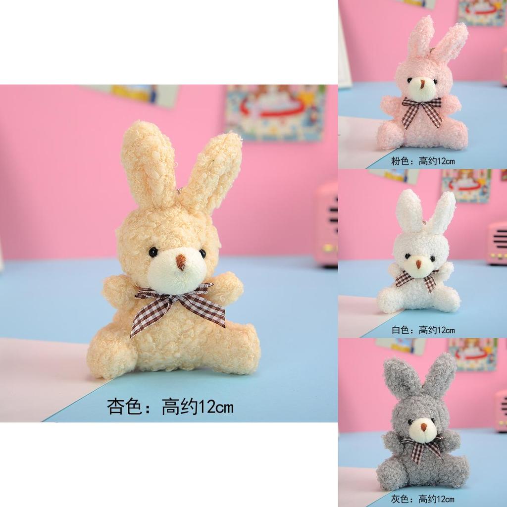 Adorable Plush Bunny Keychain Teddy Bear Style Soft And Fluffy Backpack Accessories