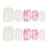 30 ks Lesklý plný kryt Nalepovací nehet Růžové květy Press On nehet Jednobarevný Umělý nehet Krátký čtvercový Falešný nehet