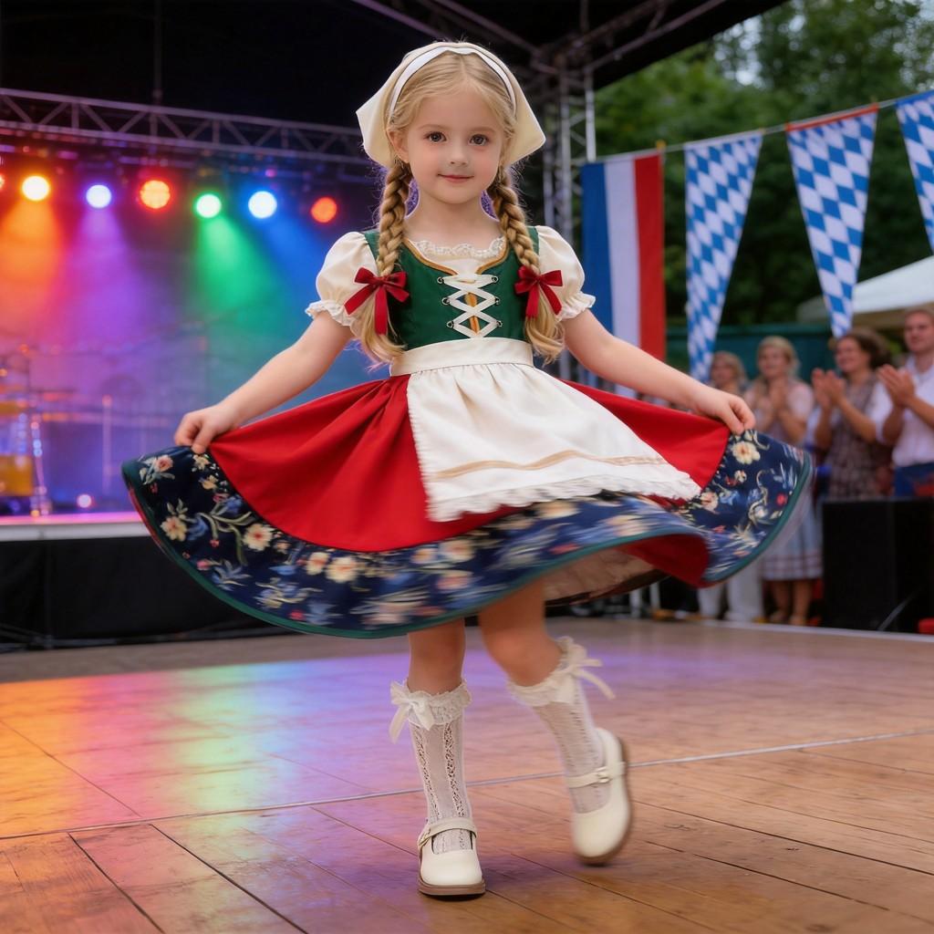 European Fairy Tale Girls Dirndl Costume For Oktoberfest And Stage Performances