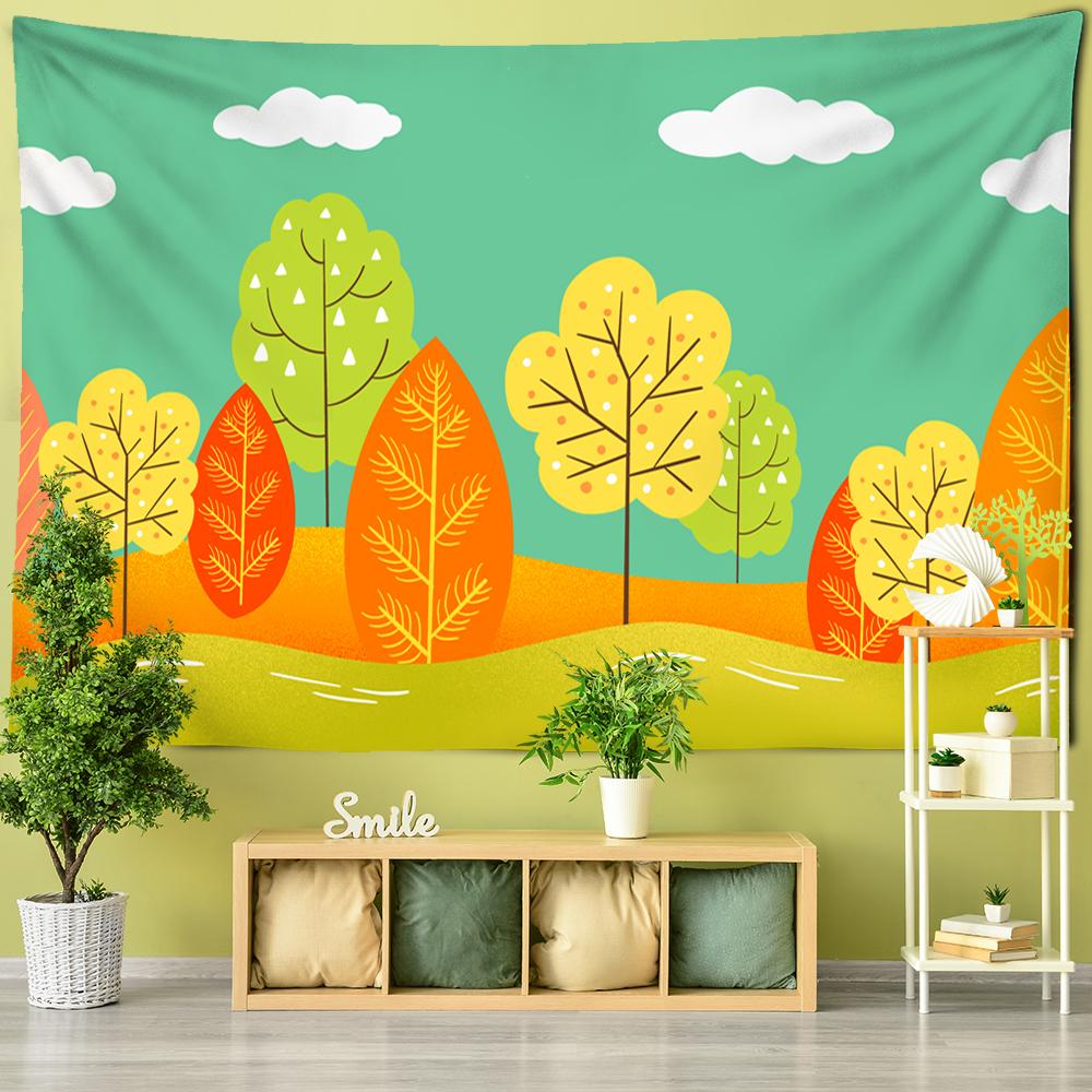 

Мультяшное дерево Детская комната Украшение Гобелен Дуб Яблоко Кактус Настенный ковер Настенная ткань Мандала Гобелены Хиппи Tapiz 95x70CM
