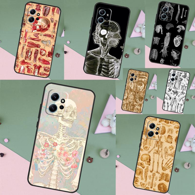 Medical Skeleton Anatomy Case For Xiaomi Redmi Note 13 14 Pro 12 11 10 15 Pro Plus Redmi 15 C 13 10C 12C 13C 14C Cover