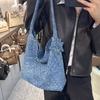 New tie-dye denim pure hand-woven bag large-capacity shopping bag casual large bag star bag