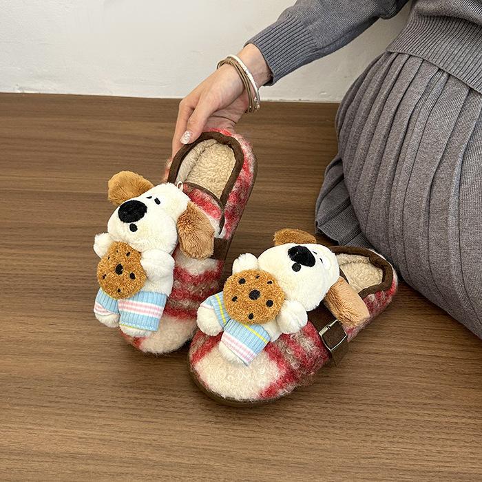 Internet Celebrity Cute Cute Dog Cotton Slippers 2025 Autumn and Winter New Thermal Cotton Slippers Home Out Slippers