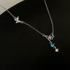 Aurora Moonlight Stone Butterfly Necklace Simple Jewelry Women'S Blue Flash Diamond Sweet Temperament Girl Heart Flow Su Collarbone Chain