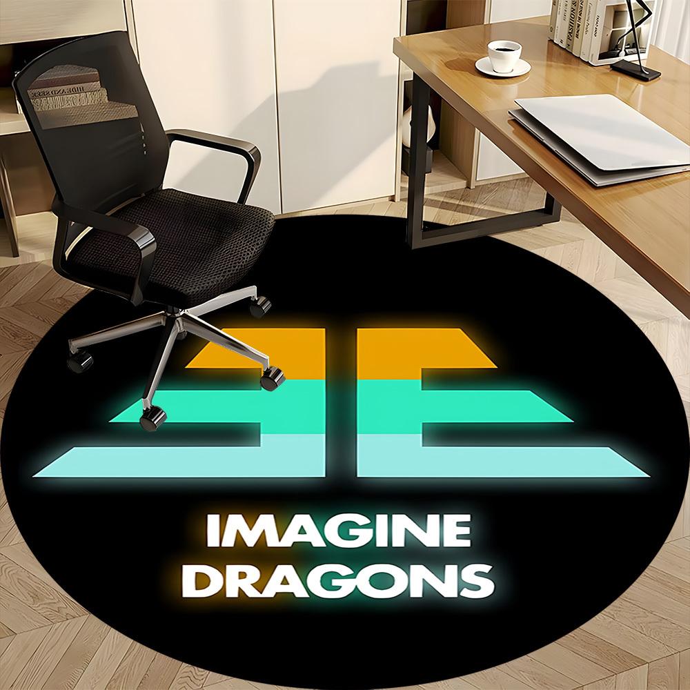 1PC Imagine Dragons Office Round Rug - Perfect for Office or Study Decor, Non-Slip Backing, Decorative Floor Mat Yy250916017