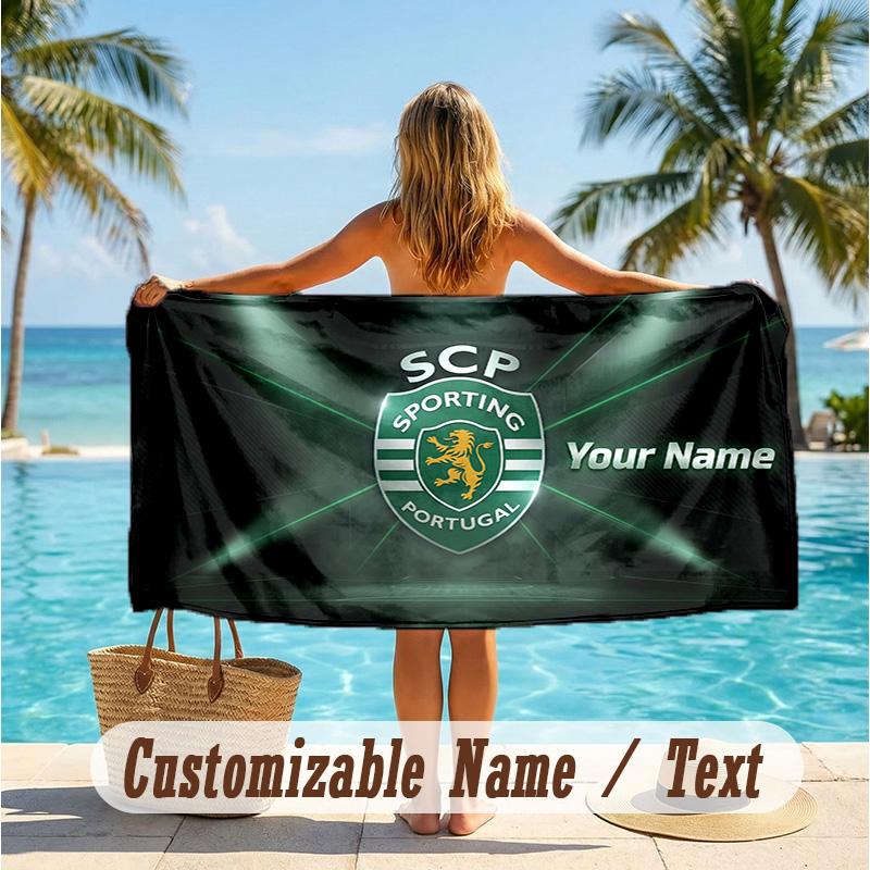 Custom Text Beach Towel, Soft Absorbent Swimming Multi-use TowelSporting CP