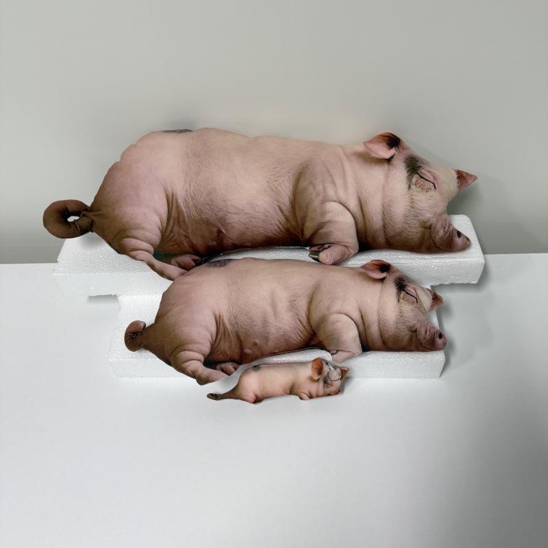 Lifelike Pig Plush Toy Sleeping Pig Stuffed Animal Pillow Cute Soft Pig Doll Home Decor