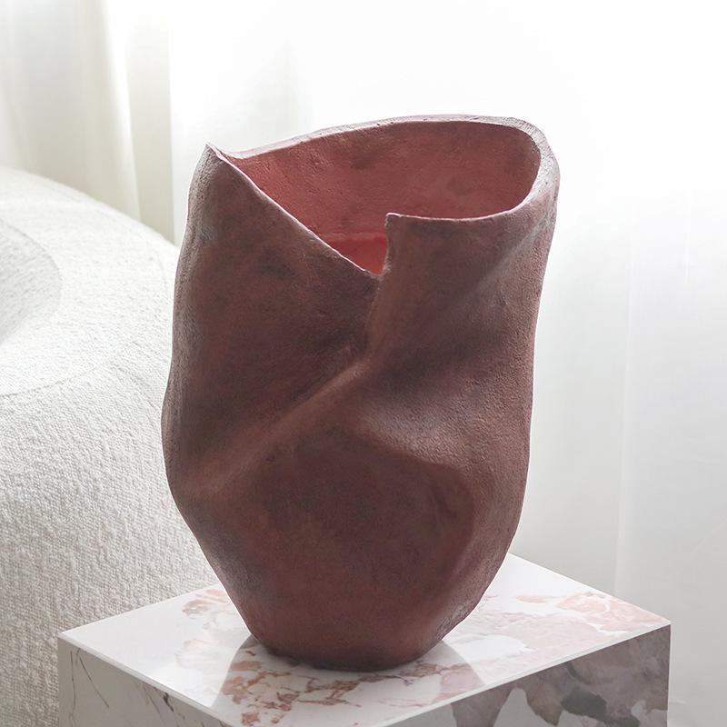 Wabi-Sabi Geometrische Große Harzvase für Esstisch Blumenarrangements