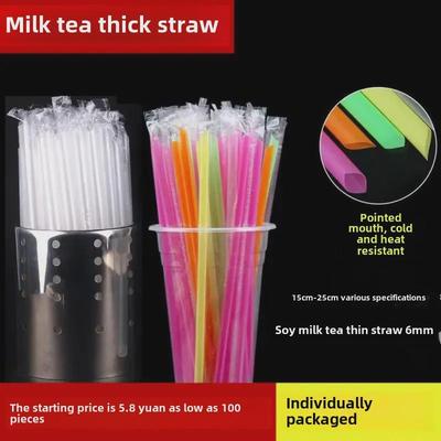 Curved Transparent Plastic Straws for Milk Tea - Individually Packaged for Kids