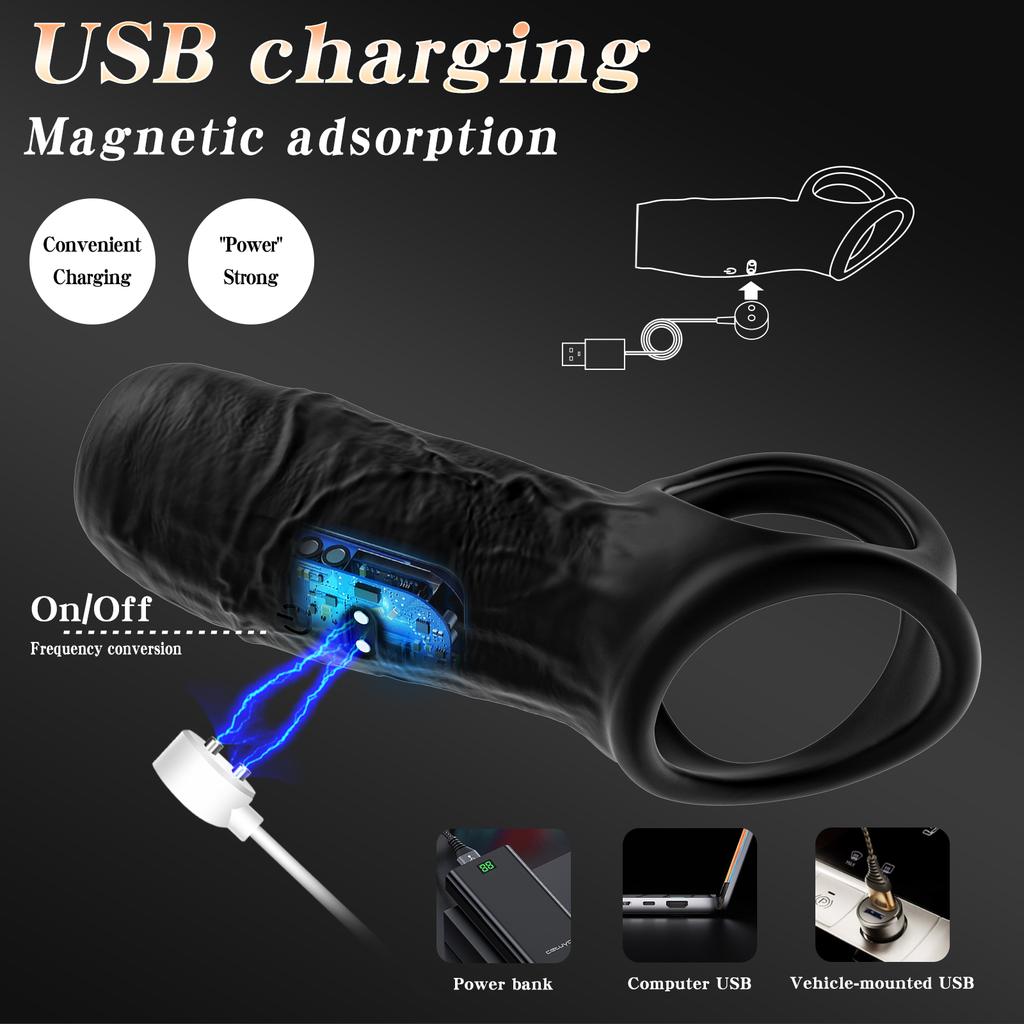 App Control Vibrating Penis Sleeve Cock Ring Penis Extender for G Spot Clitoris Vibrator Stimulation Adult Sex Toy for Men Delay Ejaculation Wearable