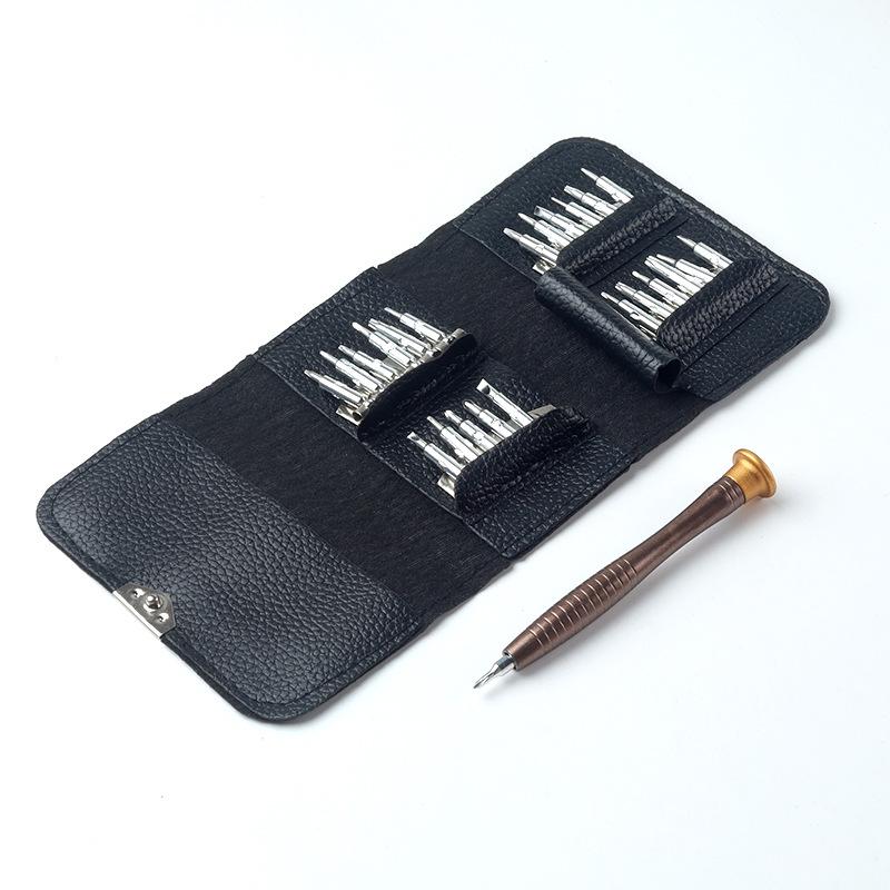 25-in-1 Multi-Purpose Screwdriver Set with Leather Case for Electronics Repair