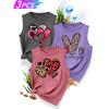 3Matching Sister Outfit Set with Heart Print, Fashionable, Simple, Fresh, Casual Sporty Style for Spring and Autumn, Round Neck Tank Top, Available