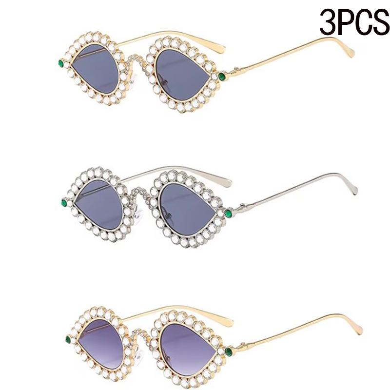 Diamond Studded Small Frame Cat Eye Y2k Sunglasses High-end Luxury Ball Metal Sunglasses Retro New Peacock Glasses 81064