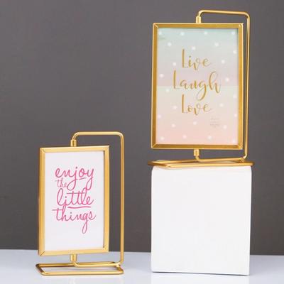 Elegant Not Easily Deformed Metal Photo Frame Modern Rotating Photo Frame Ornament Minimalist Metal Craft Living Room