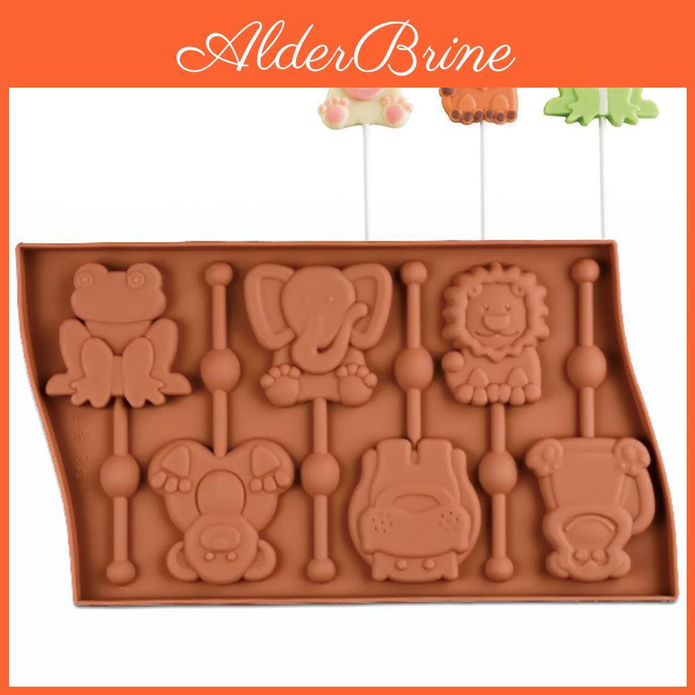 6 Lollipop Animal Cavity Shaped Silicone Mold Diy Chocolate Fondant Mould Cake Decorating Tools
