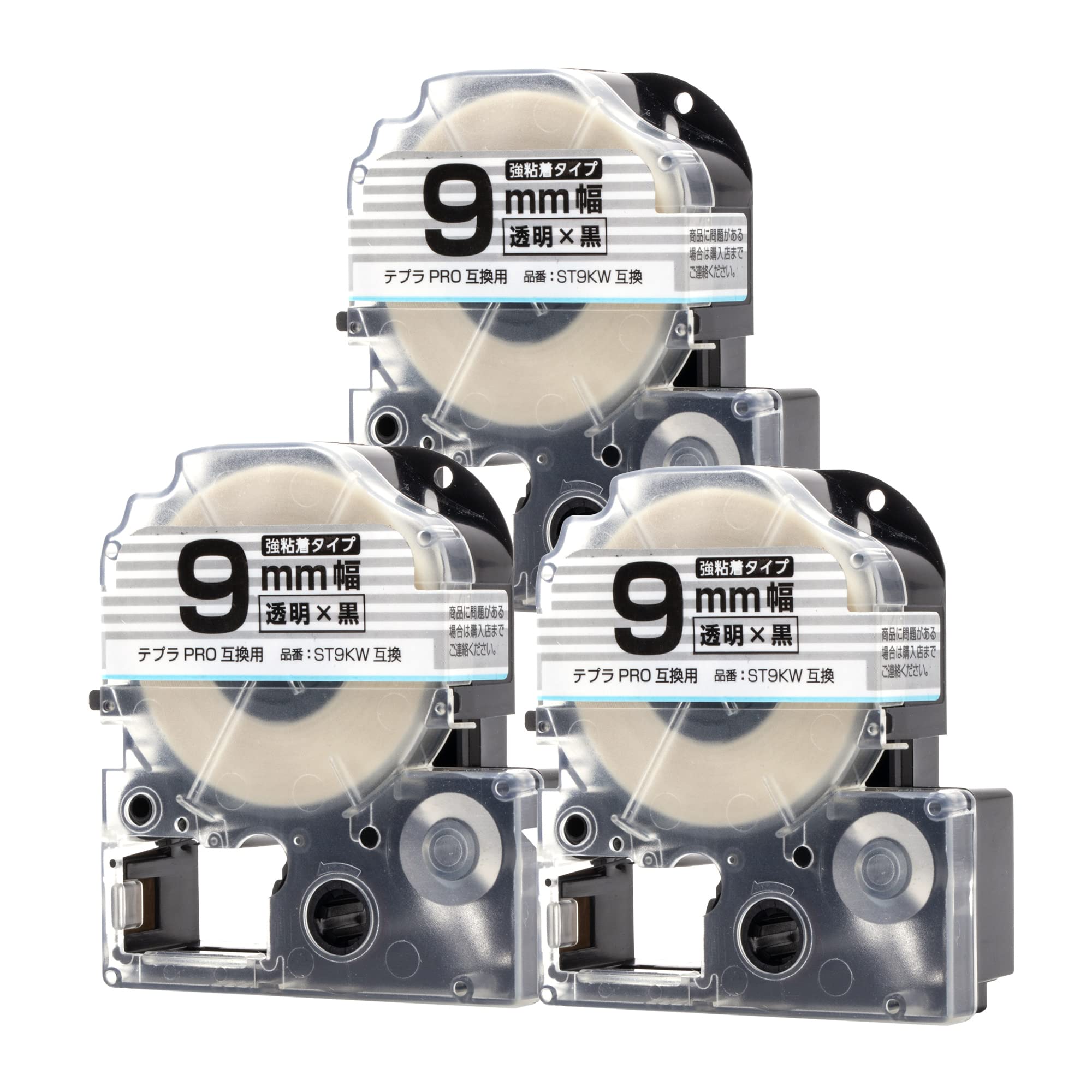 

Compatible with King Jim Tepra PRO ST9KW Strong [Ink Chips] Tape, Adhesive, Transparent/Black Text, 9mm, 3-Pack